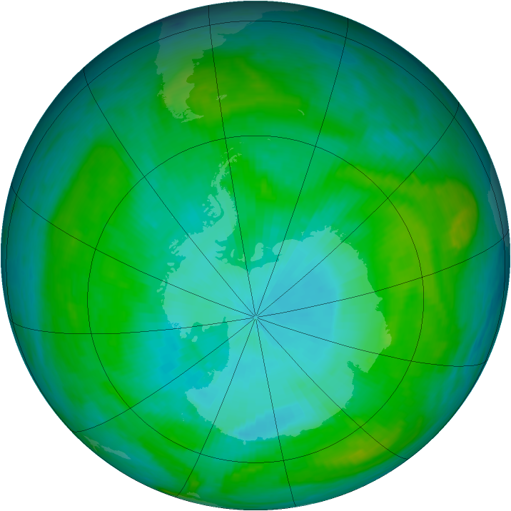 Antarctic ozone map for 30 January 1984